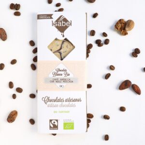 Tableta chocolate blanco, café y nuez moscada ecológico